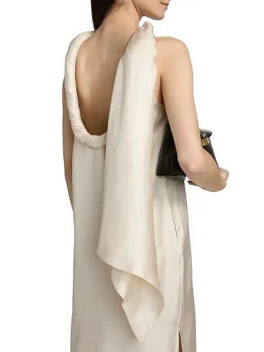 Loulou de Saison Women's Susan Twisted Collar Silk Midi-Dress - | Thumbnail 6 Loulou de Saison Women's Susan Twisted Collar Silk Midi-Dress - | Thumbnail 6