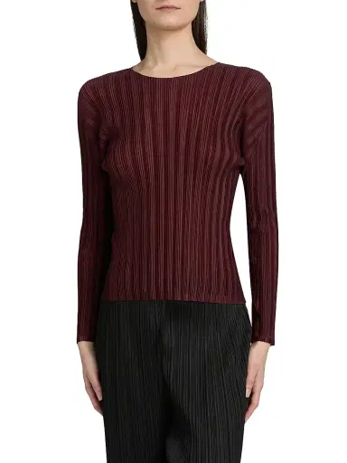 Pleats Please Issey Miyake Women's January Rib-Knit Top - Bordeaux | Thumbnail 3 Pleats Please Issey Miyake Women's January Rib-Knit Top - Bordeaux | Thumbnail 3