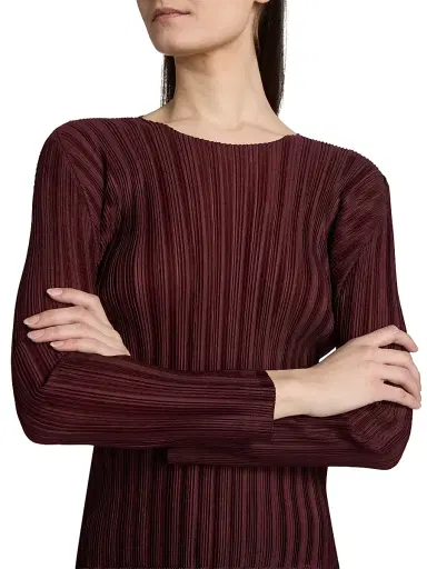 Pleats Please Issey Miyake Women's January Rib-Knit Top - Bordeaux | Thumbnail 6 Pleats Please Issey Miyake Women's January Rib-Knit Top - Bordeaux | Thumbnail 6