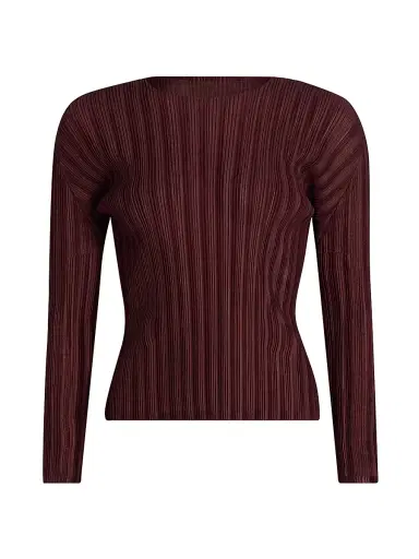 Pleats Please Issey Miyake Women's January Rib-Knit Top - Bordeaux | Thumbnail 1 Pleats Please Issey Miyake Women's January Rib-Knit Top - Bordeaux | Thumbnail 1