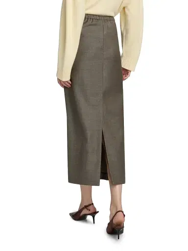 Loulou de Saison Women's Cara Virgin Wool Pencil Midi-Skirt - Dark Brown Melange | Thumbnail 5 Loulou de Saison Women's Cara Virgin Wool Pencil Midi-Skirt - Dark Brown Melange | Thumbnail 5