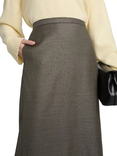 Loulou de Saison Women's Cara Virgin Wool Pencil Midi-Skirt - Dark Brown Melange | Thumbnail 6 Loulou de Saison Women's Cara Virgin Wool Pencil Midi-Skirt - Dark Brown Melange | Thumbnail 6