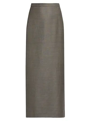 Loulou de Saison Women's Cara Virgin Wool Pencil Midi-Skirt - Dark Brown Melange | Thumbnail 1 Loulou de Saison Women's Cara Virgin Wool Pencil Midi-Skirt - Dark Brown Melange | Thumbnail 1