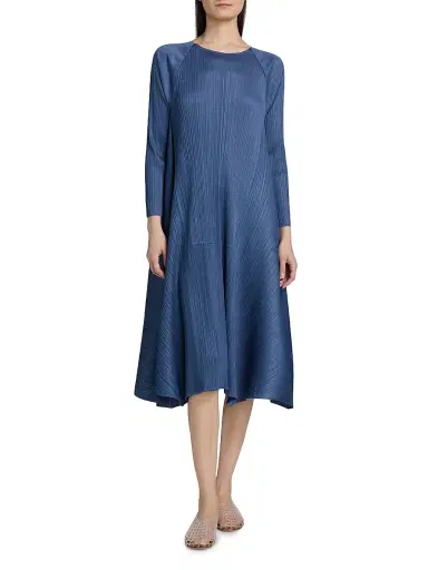 Pleats Please Issey Miyake Women's City Frame A-Line Midi-Dress - Blue Gray - Size Large | Thumbnail 3 Pleats Please Issey Miyake Women's City Frame A-Line Midi-Dress - Blue Gray - Size Large | Thumbnail 3