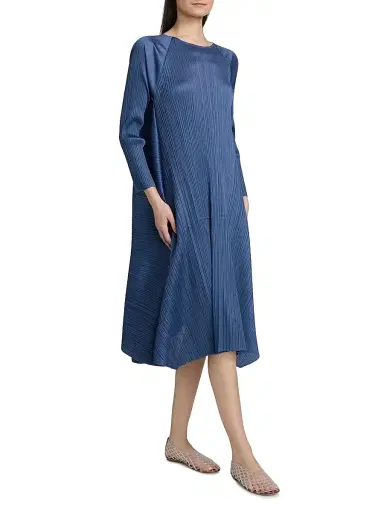 Pleats Please Issey Miyake Women's City Frame A-Line Midi-Dress - Blue Gray - Size Large | Thumbnail 4 Pleats Please Issey Miyake Women's City Frame A-Line Midi-Dress - Blue Gray - Size Large | Thumbnail 4