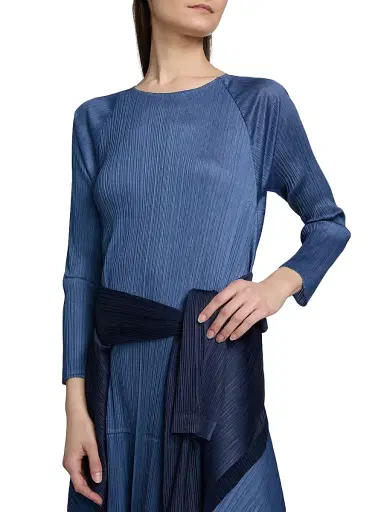 Pleats Please Issey Miyake Women's City Frame A-Line Midi-Dress - Blue Gray - Size Large | Thumbnail 6 Pleats Please Issey Miyake Women's City Frame A-Line Midi-Dress - Blue Gray - Size Large | Thumbnail 6