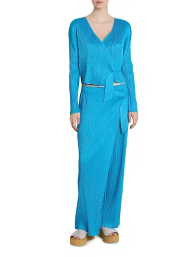 Pleats Please Issey Miyake Women's Facade Plissé Wrap Jacket - Saxe Blue - Size Large | Thumbnail 2 Pleats Please Issey Miyake Women's Facade Plissé Wrap Jacket - Saxe Blue - Size Large | Thumbnail 2