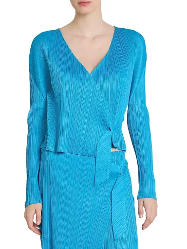 Pleats Please Issey Miyake Women's Facade Plissé Wrap Jacket - Saxe Blue - Size Large | Thumbnail 3 Pleats Please Issey Miyake Women's Facade Plissé Wrap Jacket - Saxe Blue - Size Large | Thumbnail 3