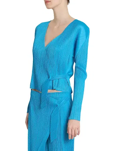 Pleats Please Issey Miyake Women's Facade Plissé Wrap Jacket - Saxe Blue - Size Large | Thumbnail 4 Pleats Please Issey Miyake Women's Facade Plissé Wrap Jacket - Saxe Blue - Size Large | Thumbnail 4
