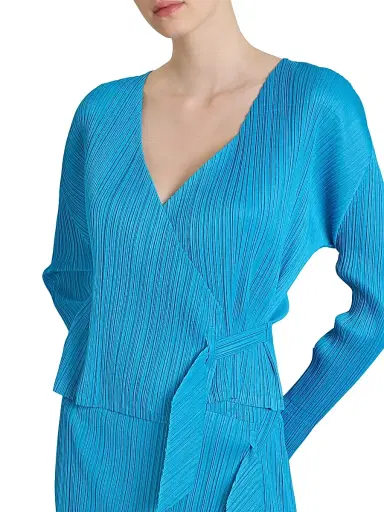 Pleats Please Issey Miyake Women's Facade Plissé Wrap Jacket - Saxe Blue - Size Large | Thumbnail 6 Pleats Please Issey Miyake Women's Facade Plissé Wrap Jacket - Saxe Blue - Size Large | Thumbnail 6