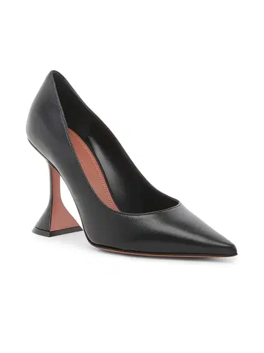 Amina Muaddi Women's Ami 95MM Leather Pumps - Black Nappa | Thumbnail 2 Amina Muaddi Women's Ami 95MM Leather Pumps - Black Nappa | Thumbnail 2