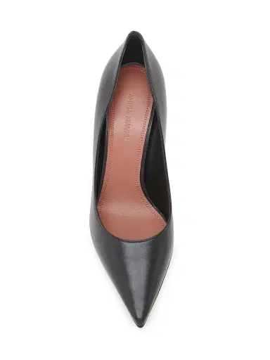Amina Muaddi Women's Ami 95MM Leather Pumps - Black Nappa | Thumbnail 4 Amina Muaddi Women's Ami 95MM Leather Pumps - Black Nappa | Thumbnail 4