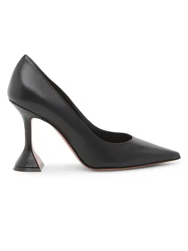 Amina Muaddi Women's Ami 95MM Leather Pumps - Black Nappa | Thumbnail 1 Amina Muaddi Women's Ami 95MM Leather Pumps - Black Nappa | Thumbnail 1