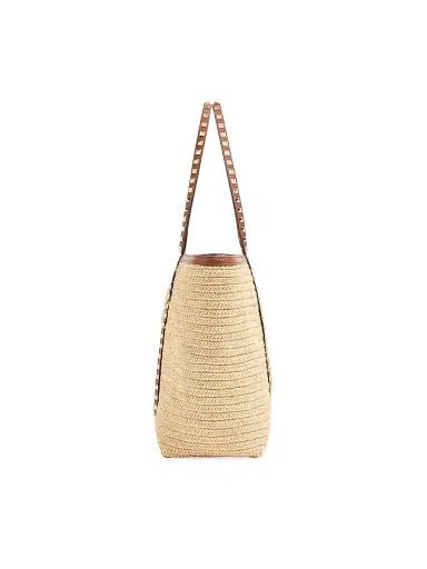 Valentino Garavani Women's Rockstud Shopping Bag in Raffia - Natural | Thumbnail 5 Valentino Garavani Women's Rockstud Shopping Bag in Raffia - Natural | Thumbnail 5