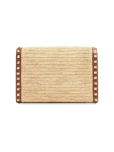 Valentino Garavani Women's Rockstud Small Shoulder Bag in Raffia - Natural | Thumbnail 3 Valentino Garavani Women's Rockstud Small Shoulder Bag in Raffia - Natural | Thumbnail 3