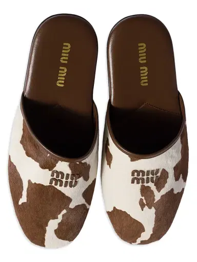 Miu Miu Women's Calf Hair Mule Flats - White | Thumbnail 2 Miu Miu Women's Calf Hair Mule Flats - White | Thumbnail 2