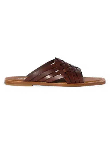Miu Miu Women's Leather Slides - Brown | Thumbnail 1 Miu Miu Women's Leather Slides - Brown | Thumbnail 1