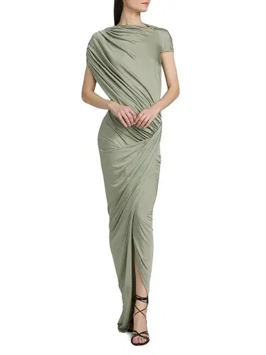 Rick Owens Women's Ares Draped Gown - Jade | Thumbnail 2 Rick Owens Women's Ares Draped Gown - Jade | Thumbnail 2