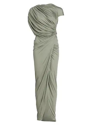 Rick Owens Women's Ares Draped Gown - Jade | Thumbnail 1 Rick Owens Women's Ares Draped Gown - Jade | Thumbnail 1
