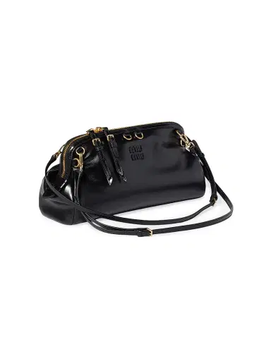 Miu Miu Women's Caprice Shiny Leather Shoulder Bag - Black | Thumbnail 2 Miu Miu Women's Caprice Shiny Leather Shoulder Bag - Black | Thumbnail 2