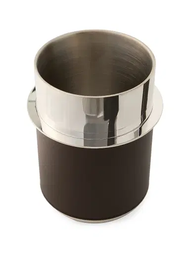 Brunello Cucinelli Silver Plated Steel and Leather Glacette - Cigar | Thumbnail 2 Brunello Cucinelli Silver Plated Steel and Leather Glacette - Cigar | Thumbnail 2
