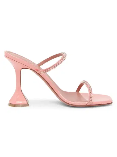 Amina Muaddi Women's Gilda 85MM Patent Leather Sandals - Champagne - Size 12 | Thumbnail 1 Amina Muaddi Women's Gilda 85MM Patent Leather Sandals - Champagne - Size 12 | Thumbnail 1