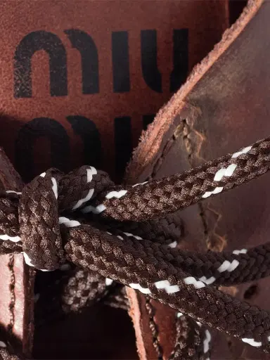 Miu Miu Women's Plume Leather Sneakers - Brown | Thumbnail 3 Miu Miu Women's Plume Leather Sneakers - Brown | Thumbnail 3