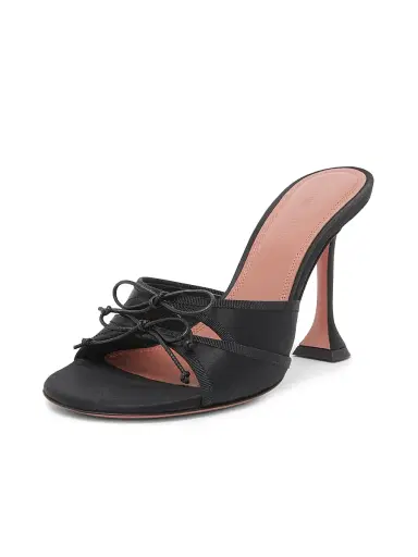 Amina Muaddi Women's Eleonora 95MM Satin Slippers - Black Satin | Thumbnail 2 Amina Muaddi Women's Eleonora 95MM Satin Slippers - Black Satin | Thumbnail 2