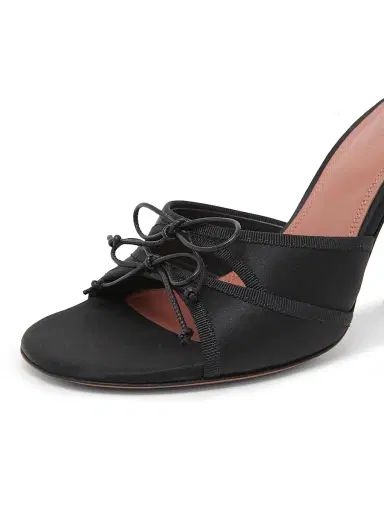Amina Muaddi Women's Eleonora 95MM Satin Slippers - Black Satin | Thumbnail 5 Amina Muaddi Women's Eleonora 95MM Satin Slippers - Black Satin | Thumbnail 5