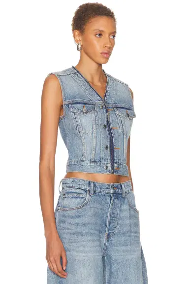 Alexander Wang Dipped V Neck Trucker Vest | Thumbnail 2 Alexander Wang Dipped V Neck Trucker Vest | Thumbnail 2