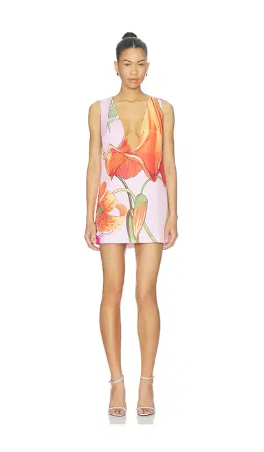 Muma World Orange Trumpet V Neck Electra Dress | Thumbnail 1 Muma World Orange Trumpet V Neck Electra Dress | Thumbnail 1