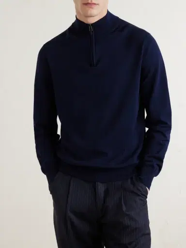 Canali Cotton Half-Zip Sweater - Men | Thumbnail 3 Canali Cotton Half-Zip Sweater - Men | Thumbnail 3