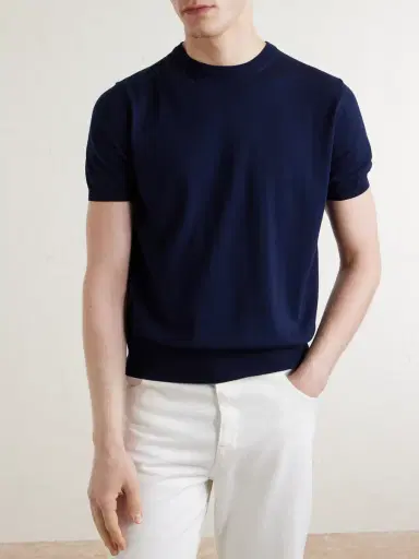 Canali Knitted Cotton T-Shirt - Men | Thumbnail 3 Canali Knitted Cotton T-Shirt - Men | Thumbnail 3