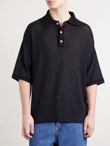 A Kind Of Guise Open-Knit Organic Cotton and Linen-Blend Polo Shirt - Men | Thumbnail 3 A Kind Of Guise Open-Knit Organic Cotton and Linen-Blend Polo Shirt - Men | Thumbnail 3