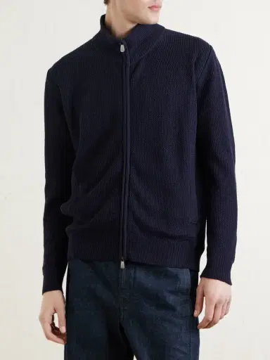 PIACENZA 1733 Knitted Silk and Linen-Blend Zip-Up Cardigan - Men | Thumbnail 3 PIACENZA 1733 Knitted Silk and Linen-Blend Zip-Up Cardigan - Men | Thumbnail 3