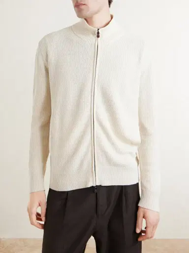 PIACENZA 1733 Knitted Silk and Linen-Blend Zip-Up Cardigan - Men | Thumbnail 3 PIACENZA 1733 Knitted Silk and Linen-Blend Zip-Up Cardigan - Men | Thumbnail 3
