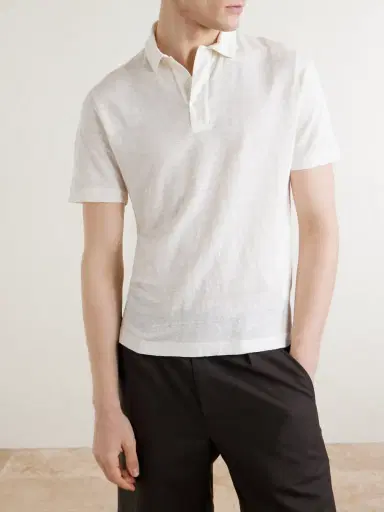 Canali Linen Polo Shirt - Men | Thumbnail 3 Canali Linen Polo Shirt - Men | Thumbnail 3