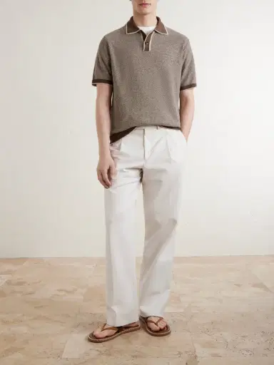 Canali Linen, Silk, Cotton and Modal-Blend Terry Polo Shirt - Men | Thumbnail 2 Canali Linen, Silk, Cotton and Modal-Blend Terry Polo Shirt - Men | Thumbnail 2