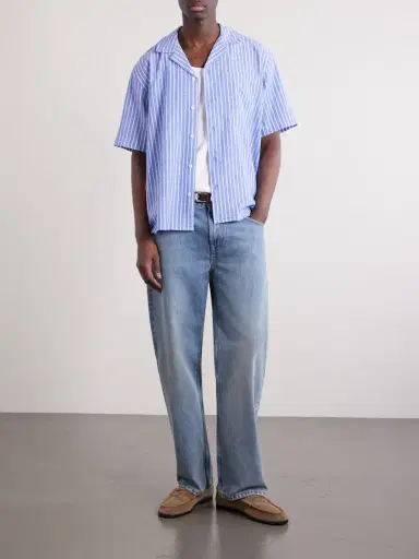 Corridor Camp-Collar Striped Linen and Cotton-Blend Shirt - Men | Thumbnail 2 Corridor Camp-Collar Striped Linen and Cotton-Blend Shirt - Men | Thumbnail 2