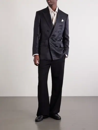 Tom Ford Double-Breasted Silk-Hopsack Blazer - Men | Thumbnail 2 Tom Ford Double-Breasted Silk-Hopsack Blazer - Men | Thumbnail 2