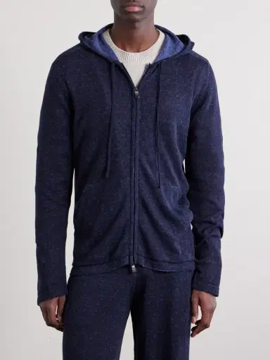 PIACENZA 1733 Knitted Silk and Linen-Blend Zip-Up Hoodie - Men | Thumbnail 3 PIACENZA 1733 Knitted Silk and Linen-Blend Zip-Up Hoodie - Men | Thumbnail 3