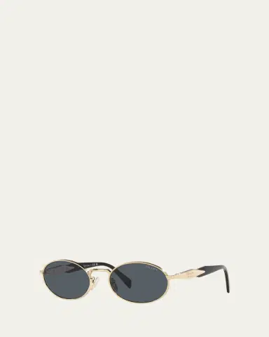 Prada Engraved Logo Metal & Plastic Oval Sunglasses | Thumbnail 2 Prada Engraved Logo Metal & Plastic Oval Sunglasses | Thumbnail 2