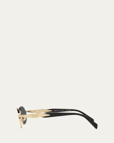 Prada Engraved Logo Metal & Plastic Oval Sunglasses | Thumbnail 3 Prada Engraved Logo Metal & Plastic Oval Sunglasses | Thumbnail 3
