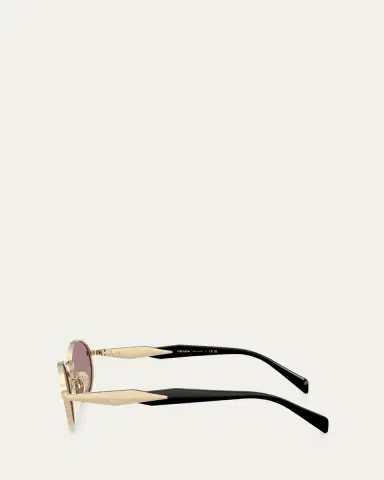 Prada Engraved Logo Metal & Plastic Oval Sunglasses | Thumbnail 5 Prada Engraved Logo Metal & Plastic Oval Sunglasses | Thumbnail 5