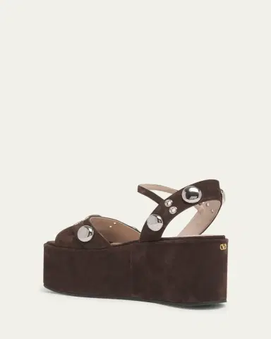 Valentino Garavani 80mm Studded Suede Platform Sandals | Thumbnail 2 Valentino Garavani 80mm Studded Suede Platform Sandals | Thumbnail 2