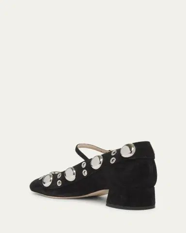 Valentino Garavani 30mm Nellcote Studded Suede Ballerina Pumps | Thumbnail 2 Valentino Garavani 30mm Nellcote Studded Suede Ballerina Pumps | Thumbnail 2