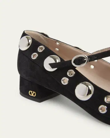 Valentino Garavani 30mm Nellcote Studded Suede Ballerina Pumps | Thumbnail 3 Valentino Garavani 30mm Nellcote Studded Suede Ballerina Pumps | Thumbnail 3