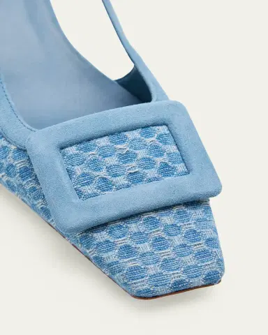 Roger Vivier 45mm Belle Vivier Denim Slingback Pumps | Thumbnail 5 Roger Vivier 45mm Belle Vivier Denim Slingback Pumps | Thumbnail 5