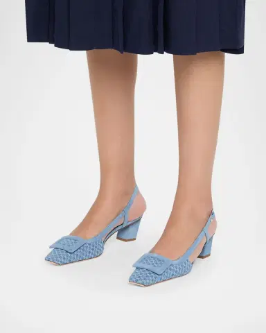 Roger Vivier 45mm Belle Vivier Denim Slingback Pumps | Thumbnail 6 Roger Vivier 45mm Belle Vivier Denim Slingback Pumps | Thumbnail 6