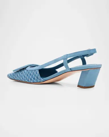 Roger Vivier 45mm Belle Vivier Denim Slingback Pumps | Thumbnail 8 Roger Vivier 45mm Belle Vivier Denim Slingback Pumps | Thumbnail 8
